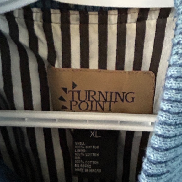 Men's Vintage Jacket Taupe & Denim Blue w/Snap Buttons - Picture 4 of 4